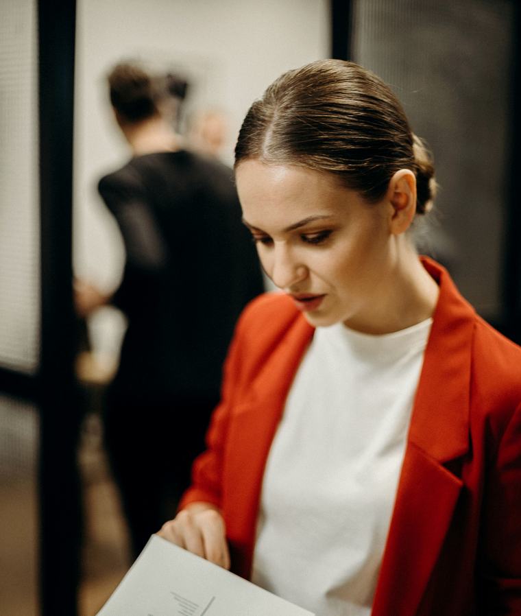 An editor reviewing a document