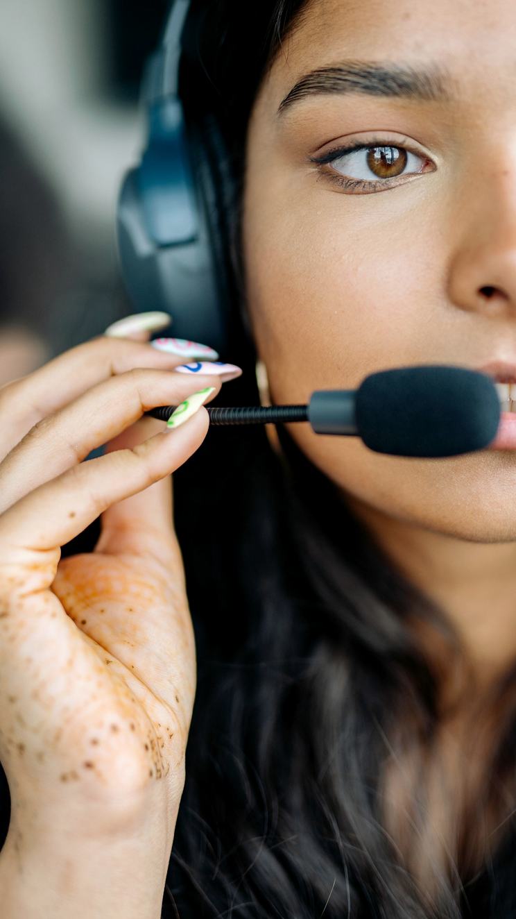 A member of the sales team on a call